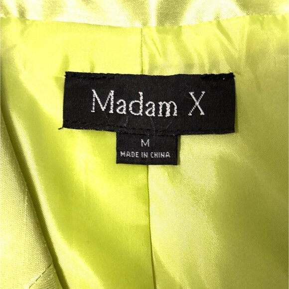 Vintage Madam X Lime Green Blazer & Floral Pleated Skirt Set M - Picture 3 of 9